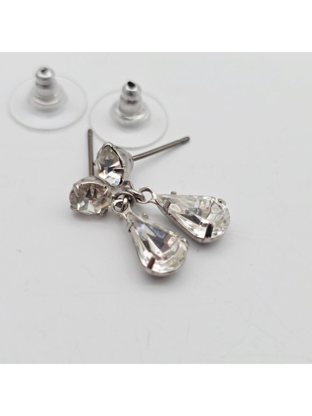 Crystal Drop Earrings With Silver-Tone Finish 1"